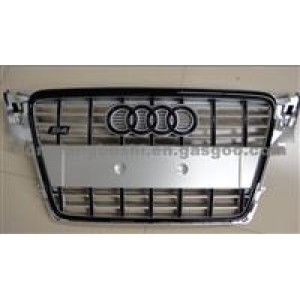 Silver Mesh Grille With Black Ring For Audi A4 S4 B8 2008-2012